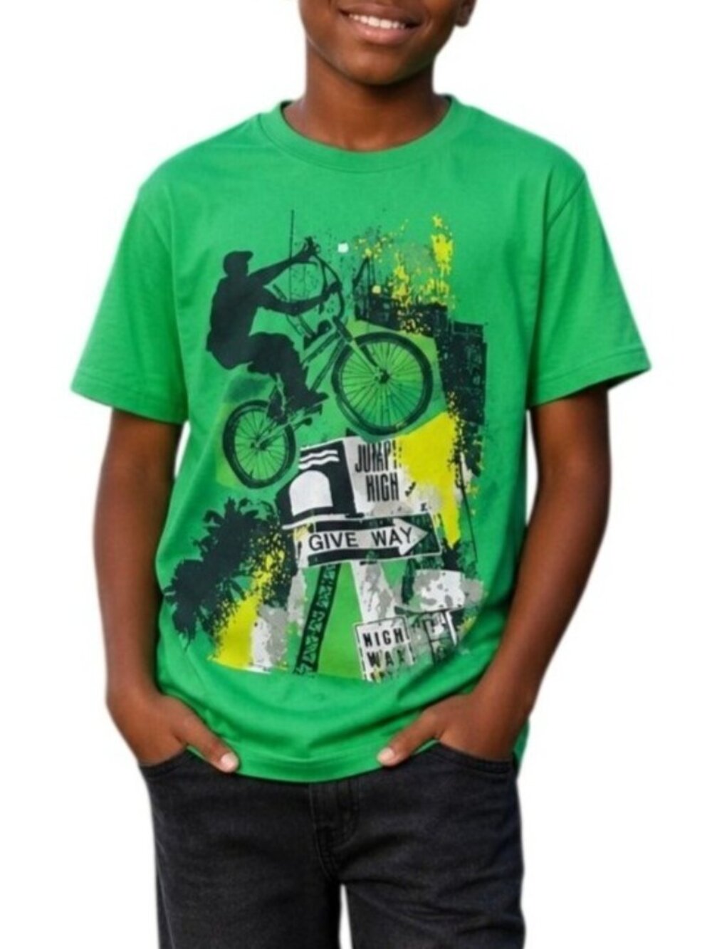 Circo Boys Large 12-14 Shirt Adventure BMX Stunt Give Way Sign Bike Graphic Tee